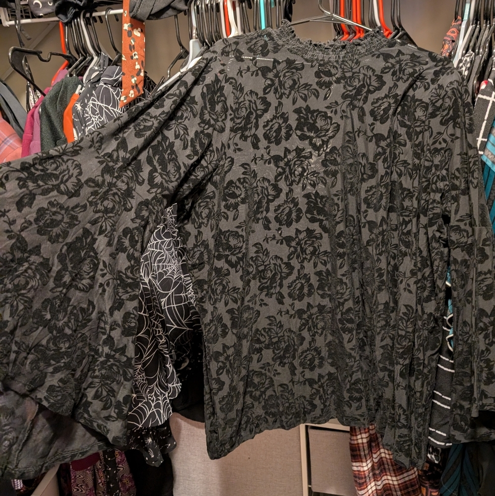 Torrid Mesh Floral Long-Sleeved Top